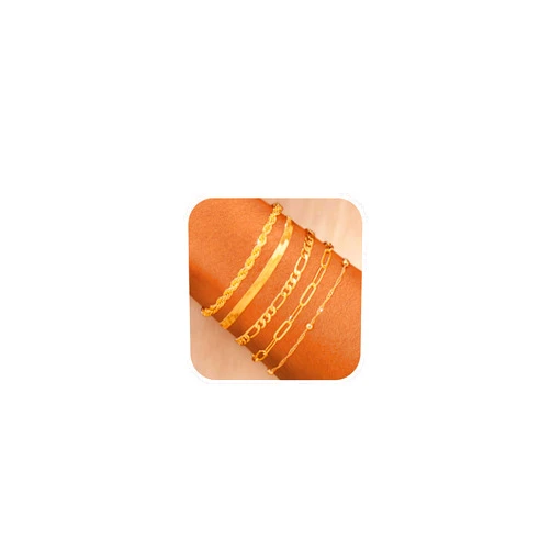 SWRNR Gold Bracelets for Women Trendy, 14K Gold Plated Dainty Stackable Adjustable Charm Cuban Link Paperclip Chain Bracelet Stack Set Layered Jewelry Gifts for Women