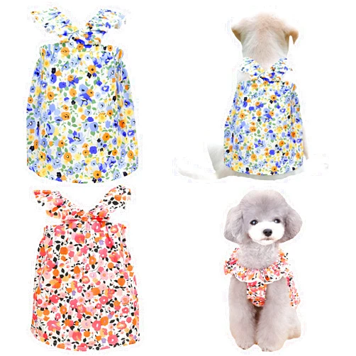 PLOJOP 2 PCS Dog Dresses for Small Medium Dogs Cute Pet Puppy Skirt Cool Flower Skirt Pet Sundress