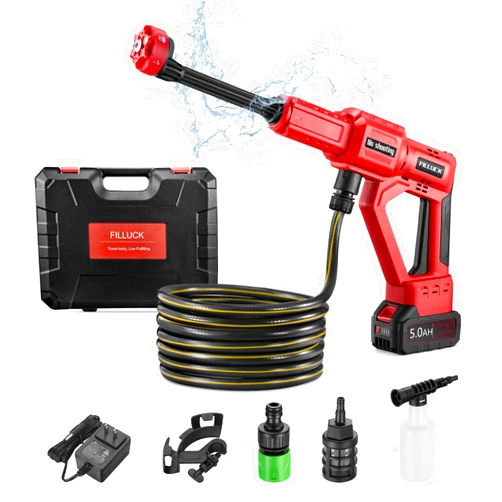 Filluck Cordless Pressure Washer, 1060 PSI Handheld High-Pressure Cleaner with 5.0Ah Long-Lasting Battery, 3-Speed Adjustable, 2.8 GPM, 6-in-1 Nozzle,Battery Powered Pressure Washer for Cars/Garden/Floor