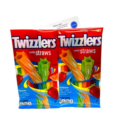 ThisNThat Twizzlers Rainbow Candy Twist Straws, 3.5 oz (2) with Bonus ThisNThat Recipe Card