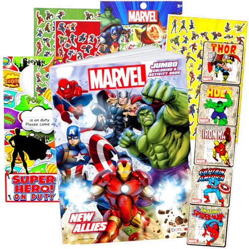 Disney Avengers Coloring Book Set Bundle with Avengers Stickers and Superhero Door Hanger (Avengers Classic)