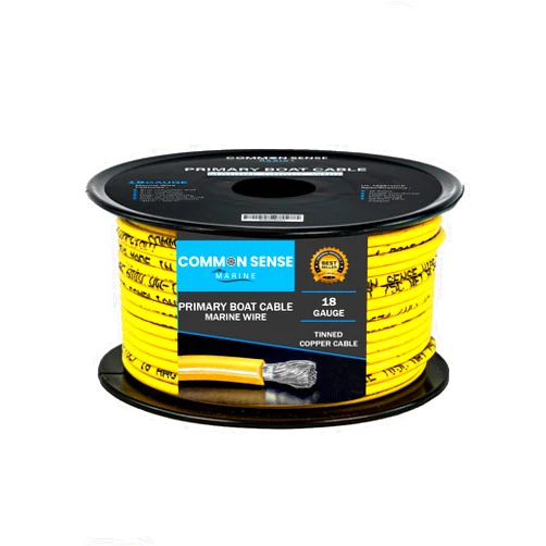 Common Sense Marine 18 Gauge Primary Boat Cable - 20 ft Marine Grade Wire Tinned Oxygen-Free Copper - 18 AWG UL 1426 Standard PVC Wire for Boat, Automotive, Speakers, Camper & Trailers