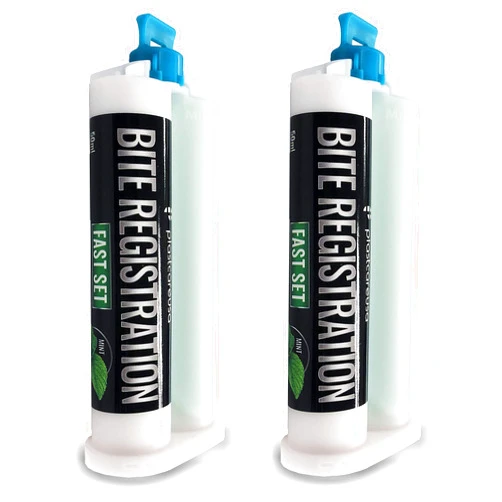PlastCare USA Bite Registration Material, Fast Set, Made in Germany Mint Flavor, Set of 2 50ml Cartridges, No Mixing Tips