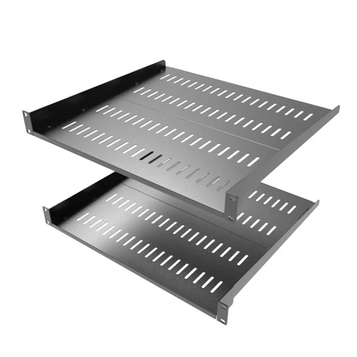 JINGCHENGMEI 2 Pcs 1U Server Rack Shelf, Universal Vented Rack Mount Cantilever Tray Deep Adjustable 16-22 inches for 19 Inch Networking Equipments Rack Enclosure, Black (2, 1U16In)