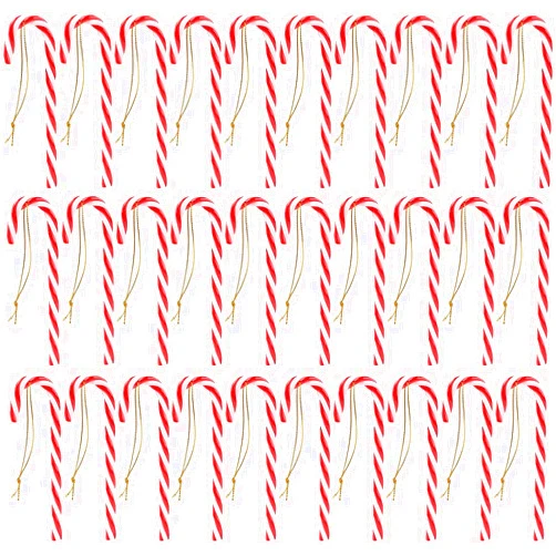 Naler 30pcs Christmas Candy Canes, Hanging Ornaments Christmas Tree Party Decorations Plastic Twisted Crutch Ornaments for Xmas Crafts Indoor Outdoor Decor