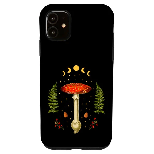 Witchy Goth and Celestial Lunar Creations iPhone 11 Dark Academia Cottagecore Mushroom Fungi Case