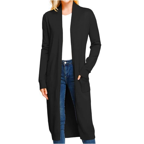 GRACE KARIN Essential Solid Open Front Maxi Long Knitted Cardigan Sweater for Women
