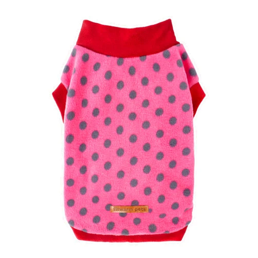 Fitwarm Fleece Polka Dot Dog Sweater, Thermal Dog Winter Clothes for Small Dogs Girl Boy, Doggy Pullover Jumper, Pet Outfit, Burgundy Red, Pink, Grey, XS