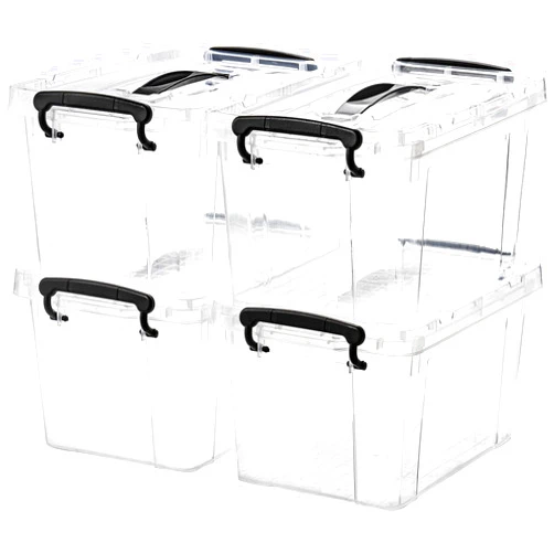 Nicunom 4 Pack 6 Quart Clear Storage Latch Box, Plastic Storage Bins with Lids, Latching Box with Handle, Stackable Storage Containers for Organizing