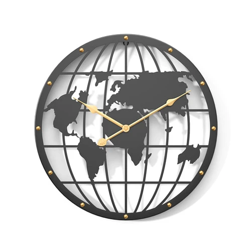 WGWART Large World Map Living Room Decor Wall Clock, Silent Non-Ticking Battery Operated Wall Clocks for Farmhouse,Kitchen,Dining Room,Office (24 inch)