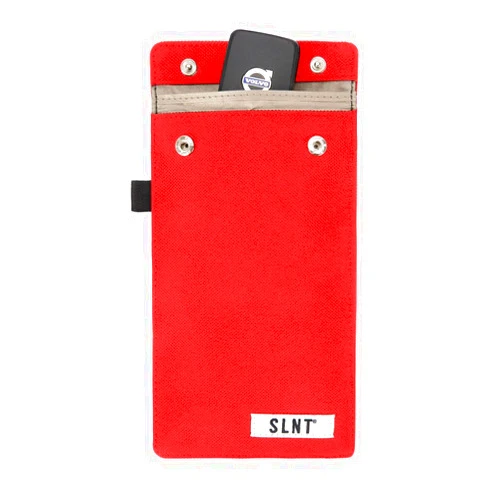 Silent Pocket SLNT Signal Blocking Faraday Key Fob Case with Silent Pocket - Car Anti Theft Device Shields Against All Signal Types, Including RFID Blocking & Durable Faraday Bag, Fits Most Keyfobs (Red, Small)