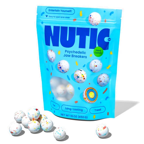 Nutic Jawbreakers Bulk In Fun Psychedelic Colors | 1-Inch Giant Jawbreakers Candy Made In USA | Long-Lasting Huge Gobstoppers, 1 Pound