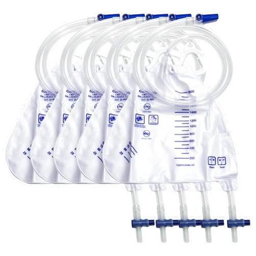 TenderGentle Urine Catheter Bags for Men and Women - 5 2000ml Overnight Bedside Drainage Bag - Sterile and Disposable Triangle Urine Bags