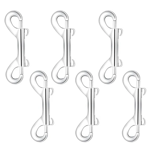 TKYPZY 6 Pack Metal Trigger Snap Hooks - Double Ended Bolt Snaps for Dog Leash, Heavy Duty Chain Clip (Silver)