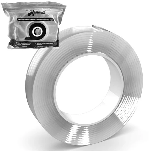 Mammoth Double-Sided Nano Tape - Super Strong, Washable, and Reusable - Ideal for Mounting Objects on Non-Porous Surfaces - 1.2