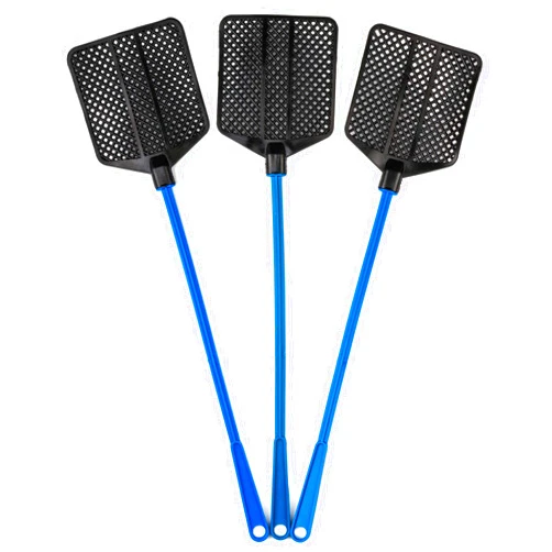 OFXDD Rubber Fly Swatter, Long Fly Swatter Pack, Fly Swatter Heavy Duty (3 Pack) (Blue)