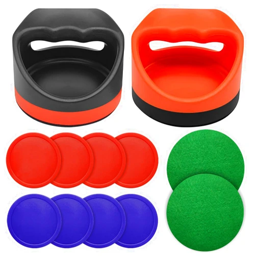 TP Air Hockey Pushers Air Hockey Pucks Air Hockey Paddles,Goal Handles Paddles Replacement Accessories for Game Tables Include 2 Pushers, 4 Red Pucks and 4 Blue Pucks