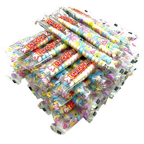 KLUB BULK Nostalgic Pastel Smarties Candy Necklace-1.5 Individually Wrapped Candy Jewelry-Gluten Free Fruit Flavored Bulk Candy-Perfect for Party Favors, Pinata Fillers and Goodie Bags(24 oz)