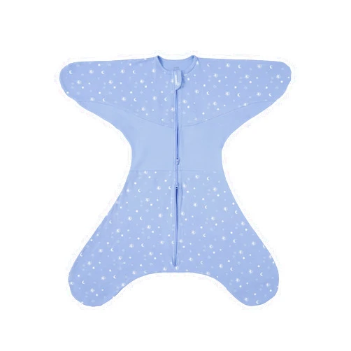 GROWNSY Transitional Swaddle Sleep Sack 6-12 Months, 100% Cotton Starfish Design Baby Swaddle Sack, Dual-Zipper for Easy Diaper Changes, Proper Hip Development & Openable Foot Button, 19-27 lbs, Blue