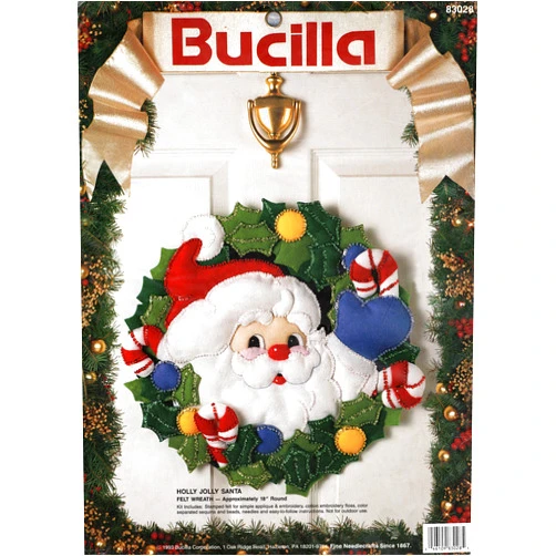 Bucilla - Holly Jolly Santa - Felt Wreath Kit 83028