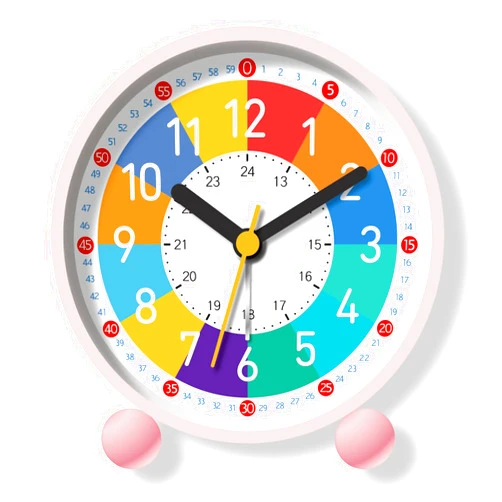 TKCHAX Analog Alarm Clock for Kids Learn to Tell Time with Colorful Dial, Silent Clock Movement, Battery Operated with Back-Light, for Kids,Teens and Nice Bedroom Decor (Pink)