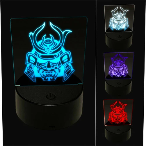 Sniggle Sloth Samurai Warrior Oni Helmet 3D Illusion LED Night Light Sign Nightstand Desk Lamp