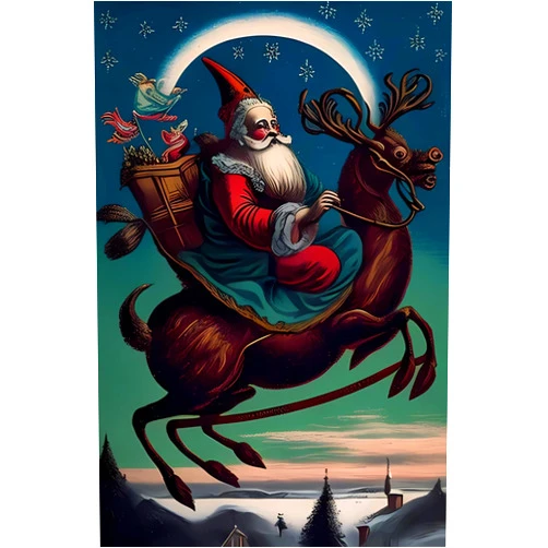 Worihut 5D Diamonds Painting Kits for Adults, Santa Claus Riding Sleigh DIY Full Round Diamond Art Cross-Stitch Perfect for Hotel and Bar Decor 12 X 16inch