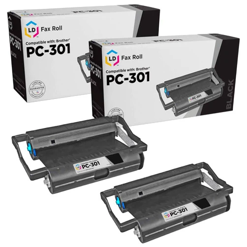 LD Products Compatible Fax Cartridge with Roll Replacement for Brother PC301 (2-Pack) Compatible with FAX 885MC Intellifax 750 770 775 870MC 885MC MFC970MC