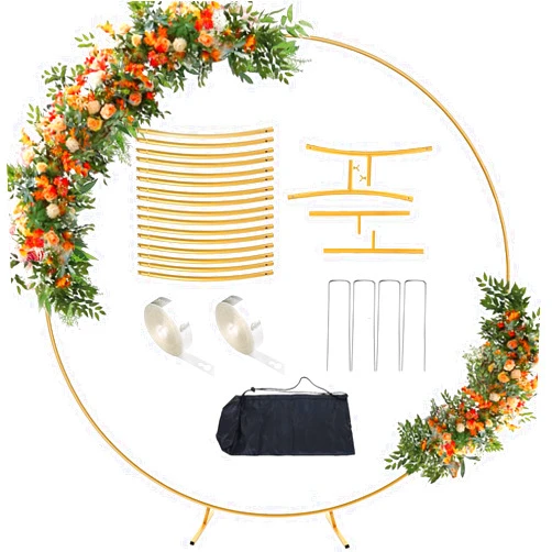 Antizz 7.2FT Gold Round Balloon Arch Stand,Backdrop Stand for Parties，Metal Circle Heavy Duty Wedding Arch Frame for Ceremony Birthday Party Anniversary Bridal Graduation Decoration
