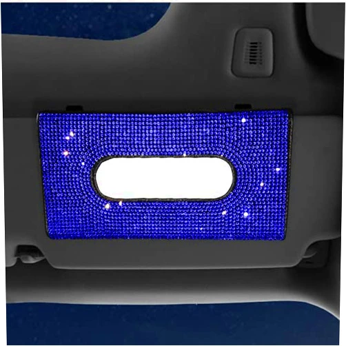 AOWIS Car Tissue Box Sun Visor Decoration Bling Practical Gift (Blue)