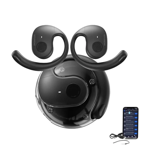 Engugu Hy-Undai Hy-T26 Pro Language Translator, Wireless High Precision Translation Headphones Support 75 Languages Playing Music Bluetooth Over The Ear Earbuds HiFi Level Stereo Sound (Black)