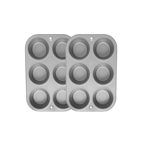 G & S Metal Products Company OvenStuff Set of Two Nonstick 6-cup Jumbo Muffin Pan, Gray, HG236-AZ