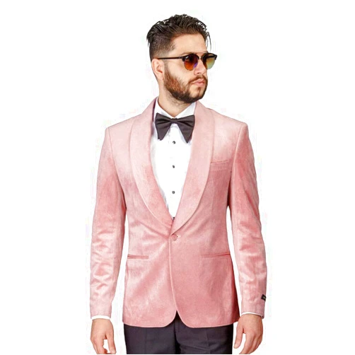 AZAR MAN Slim Fit 1 Button Velvet Shawl Dinner Jacket