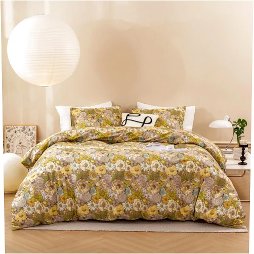 ECOCOTT Floral Duvet Cover Queen Size - Vintage Chic Garden Style Floral Pattern Printed Flower Duvet Cover Set Super Soft Comforter Quilt Cover with Zipper Closure 4 Ties
