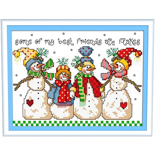 Awesocrafts Cross Stitch Kits, Snowman Easy Patterns Cross Stitching Embroidery Kit Supplies Christmas, Stamped or Counted (Snowman, Counted)