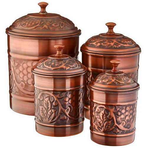 Old Dutch International Copper Old Dutch Antique Heritage Canister 4 Piece Set