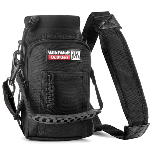 Wild Wolf Outfitters - #1 Best Water Bottle Holder for 32 oz Bottles - Carry, Protect and Insulate Your Flask with This Military Grade Carrier w/ 2 Pockets and an Adjustable Padded Shoulder Strap.
