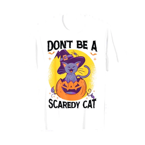 Cute Cats - Funny Pet Lover - Crazy Kitten Owner Don't Be A Scaredy Cat - Halloween Witch - Spooky T-Shirt