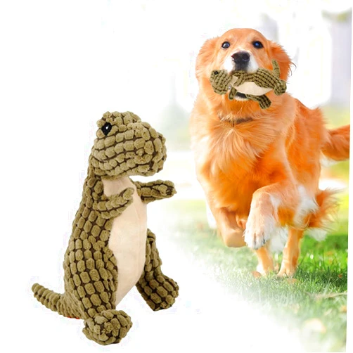 Pousbo Indestructible Robust Dinosaur Dog Toy, 2023 New Durable Dog Chew Toys for Aggressive Chewers, Stuffed Dog Toy Plush Dog Toy Squeaky Plush Dog Toy for Large/Medium/Small Dogs (M, Green) Medium Green