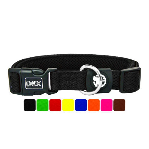 DDOXX Airmesh Dog Collar - Strong and Adjustable Collars Dogs - S (Black)