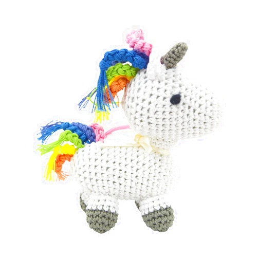 PETFLY Dog Teeth Cleaning Cotton Crochet Squeaky Dog Toy for Small Dog - Magic Unicorn