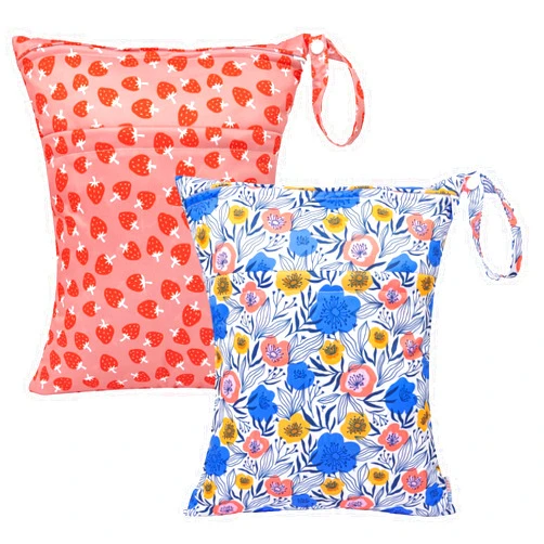 ALVABABY 2pcs Cloth Diaper Wet Dry Bags Waterproof Reusable with Two Zippered Pockets Travel Beach Pool Daycare Soiled Baby Items Yoga Gym Bag for Swimsuits or Wet Clothes L-H441432