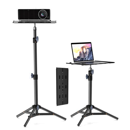 LEORFI Projector Stand Tripod, Laptop Tripod Stand, Foldable Portable Projector Floor Mount, Height Adjustable from 17.7