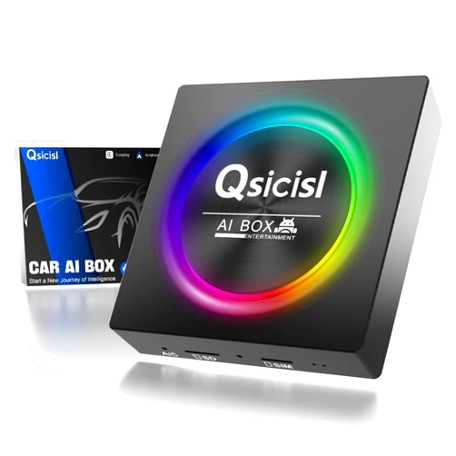 QSICISL Car Streaming Box 5.0,Wireless CarPlay & Android Auto Adapter,Multimedia 4K Video,4G Cellular, 8 Core, 5G WiFi for YouTube/Netflix/Google Store,60% Performance Increase (Color (8ram+128rom) Square)