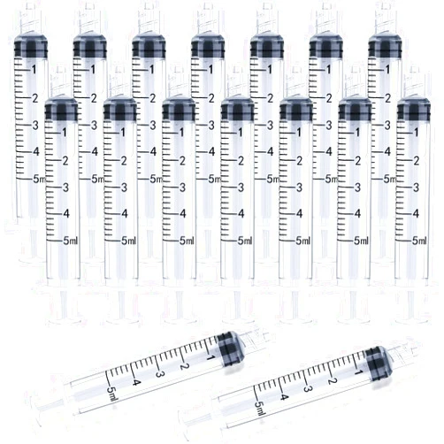 LabAider 5ml Luer Lock Syringe 20-Pack Plastic 5ml Syringes with Luer Lock Tip, Individually Sterile Sealed, No Needle