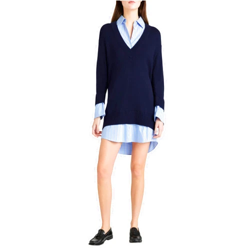 Cinq à Sept Women's Deep V Remie Stripe Santina Dress