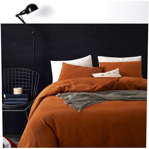 ECOCOTT Brown Duvet Cover California King Size - 100% Washed Cotton Durable Soft Comfy Duvet Cover Set, 3 Pieces Duvet Cover with Zipper Closure (Brown, 104''x98'')