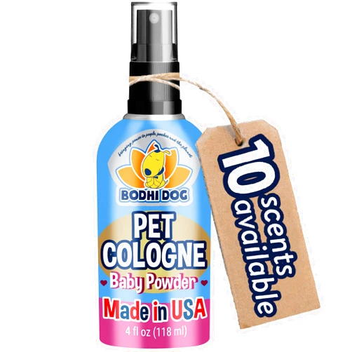 Bodhi Dog Premium Dog Cologne - Deodorizing Dog Perfume & Conditioner for Dogs & Cats - Natural Long Lasting Spray - Keeps Pets Fresh All Day - Gentle & Safe Formula, Made in USA (Baby Powder 4 Fl Oz)