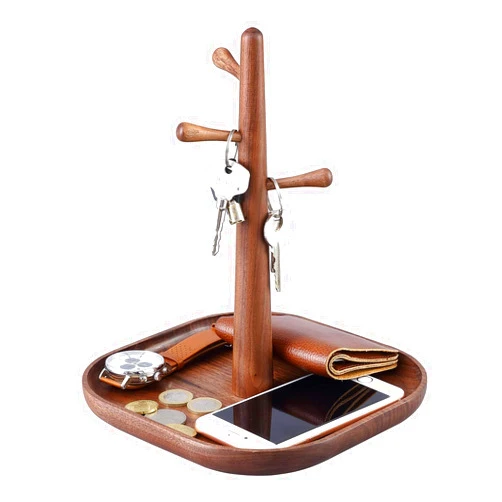 “Generic” C-Joy Wood Handmade Wooden Key Holder, Key Rack for Entryway, Wood Decorative Organizer,Jewelry Key Stand Hanging Organizer (Walnut) , CJWKS01-WN