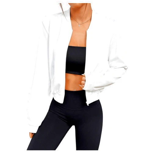 SweatyRocks Women's Lightweight Jackets Casual Basic Zip Up Cropped Bomber Jacket
